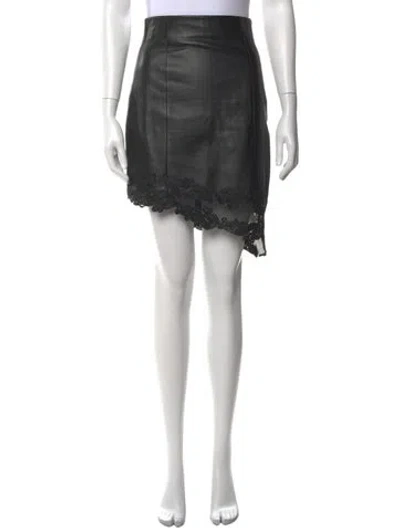 Pre-owned Balmain Leather Mini Skirt In Black