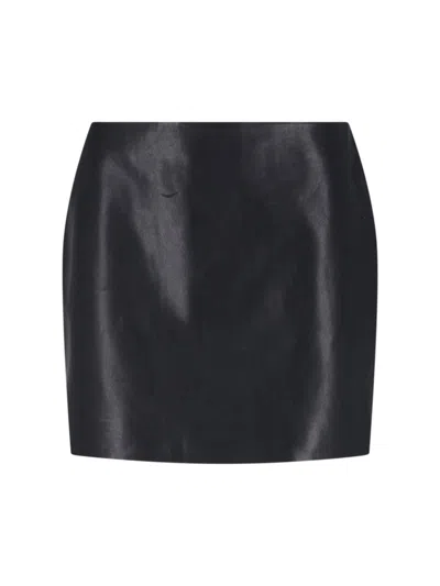 Balmain Leather Mini Skirt In Black