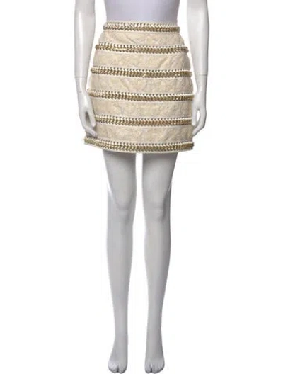 Pre-owned Balmain Leather Mini Skirt In White