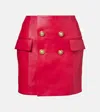 Balmain 4-button Leather Mini Skirt In Pink