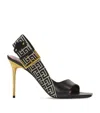 Balmain Leather Monogram Ruby Heeled Sandals 95 In Gfe Black