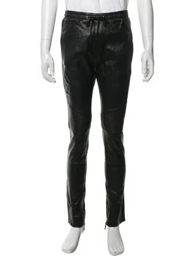Pre-owned Balmain Leather Moto Pants In Black