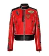 Shop Balmain Leather Motorcycle Jacket In Multi