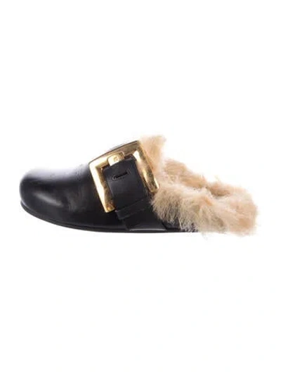 Pre-owned Balmain Leather Mules In Blue