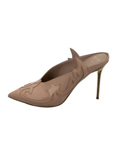 Pre-owned Balmain Leather Mules In Neutrals
