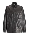 Balmain Leather Overshirt In Black