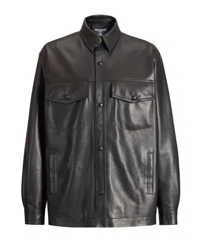 BALMAIN LEATHER OVERSHIRT