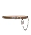 Balmain Leather Padlock Sync Belt In Brown