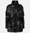 Balmain Leather Parka Jacket In Black
