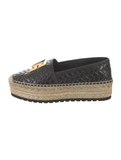 Pre-owned Balmain Leather Patterned Espadrilles In Black