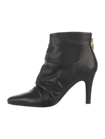 Pre-owned Balmain Leather Pleated Accents Boots In Black
