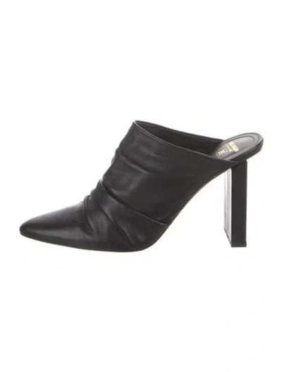 Pre-owned Balmain Leather Pleated Accents Mules In Black