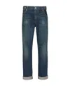 Balmain Vintage Logo-patch Straight-leg Jeans In Blue
