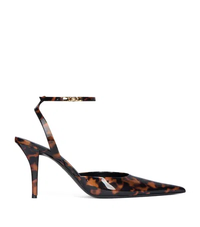 Balmain Leather Print Pumps In Brown