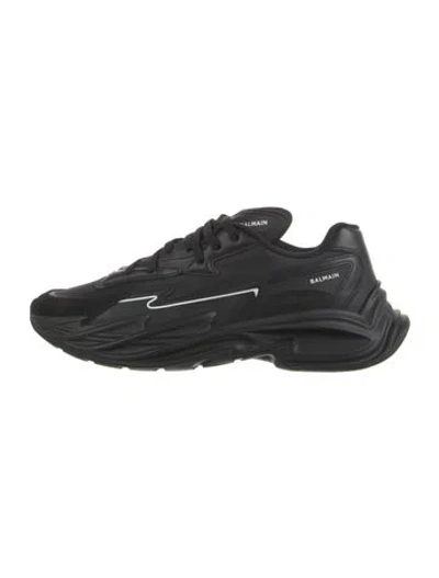 Pre-owned Balmain Leather Printed Athletic Sneakers In Black