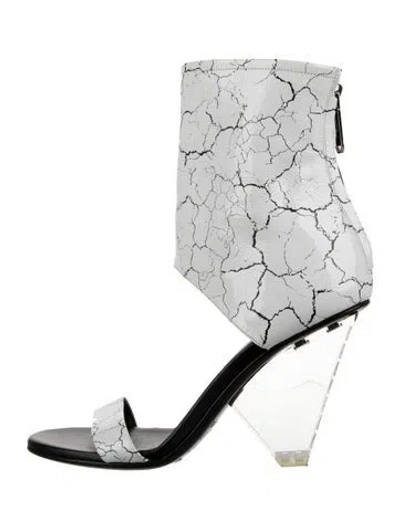 Pre-owned Balmain Leather Printed Sandals In White