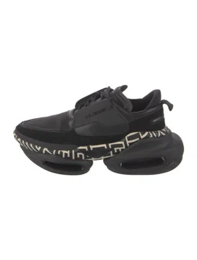 Pre-owned Balmain Leather Printed Sneakers In Black