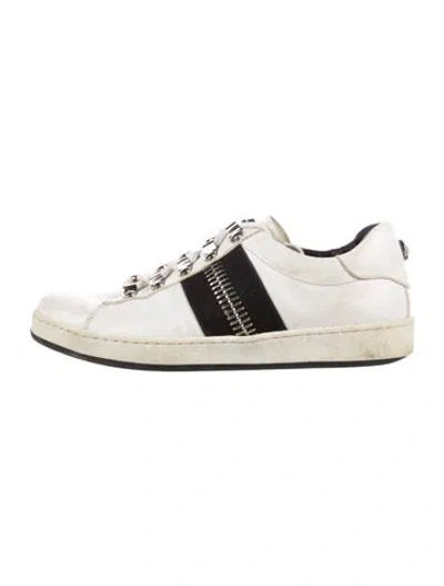 Pre-owned Balmain Leather Printed Sneakers In Multi