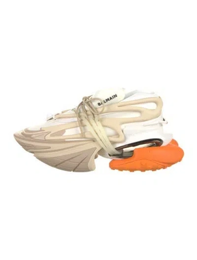 Pre-owned Balmain Leather Printed Sneakers In White