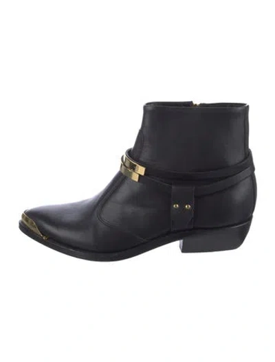 Pre-owned Balmain Leather Rain Boots In Black