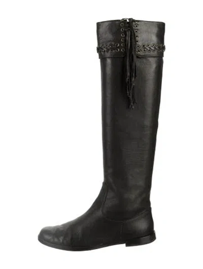 Pre-owned Balmain Leather Riding Boots In Black