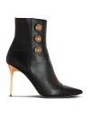 Balmain Women's Pointed Toe Logo Accent High Heel Ankle Booties In Black