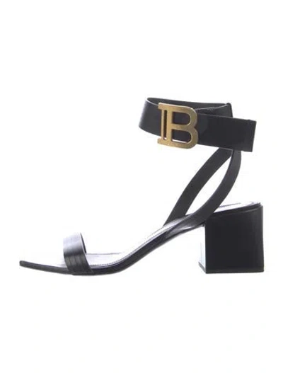 Pre-owned Balmain Leather Sandals In Black