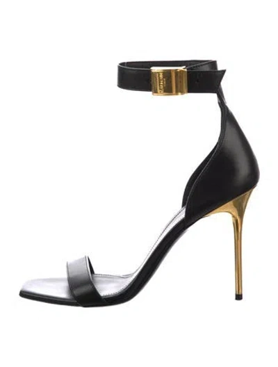 Pre-owned Balmain Leather Sandals In Black