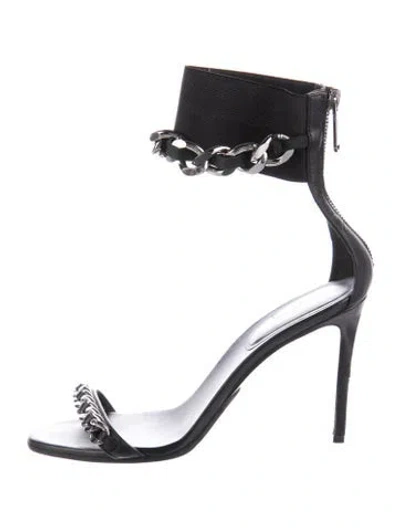 Pre-owned Balmain Leather Sandals In Black