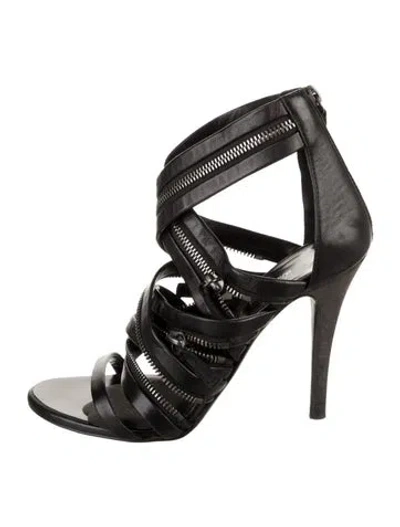 Pre-owned Balmain Leather Sandals In Black