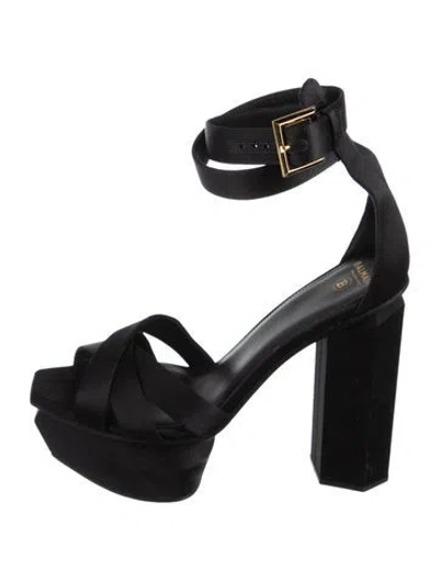 Pre-owned Balmain Leather Sandals In Black