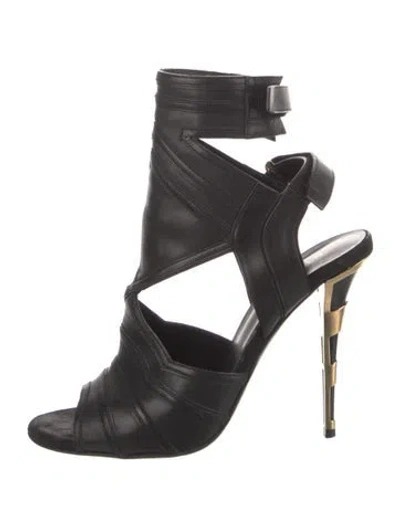Pre-owned Balmain Leather Sandals In Black