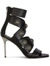 Balmain Stiletto Heel Sandals Button Detail In Black