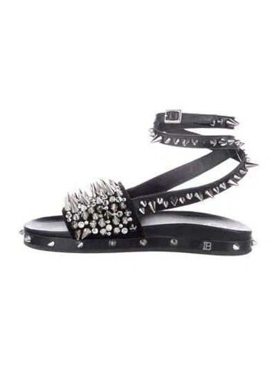 Pre-owned Balmain Leather Sandals In Blue
