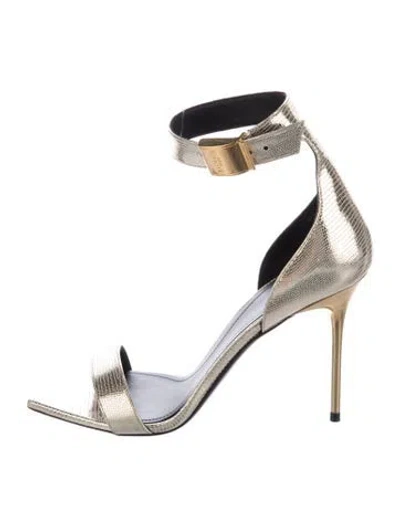 Pre-owned Balmain Leather Sandals In Gold
