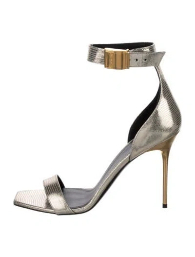 Pre-owned Balmain Leather Sandals In Gold