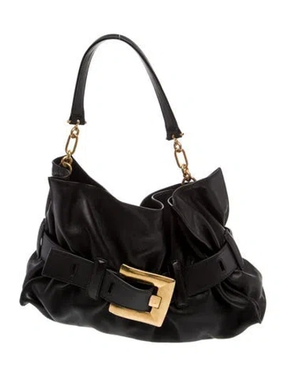 Pre-owned Balmain Leather Shoulder Bag In Black
