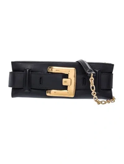Pre-owned Balmain Leather Shoulder Bag In Black