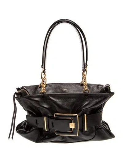 Pre-owned Balmain Leather Shoulder Bag In Black