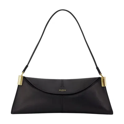 Balmain Leather Shoulder Bag In Black