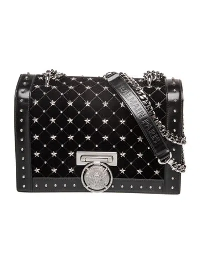 Pre-owned Balmain Leather Shoulder Bag In Black