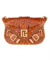 Balmain Leather Shoulder Bag In Brown