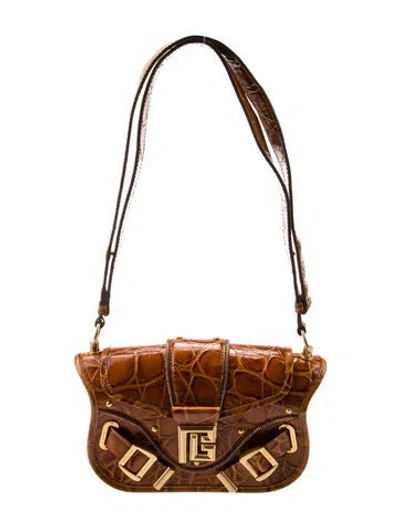 Pre-owned Balmain Leather Shoulder Bag In Brown