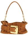 Balmain Leather Shoulder Bag In Brown
