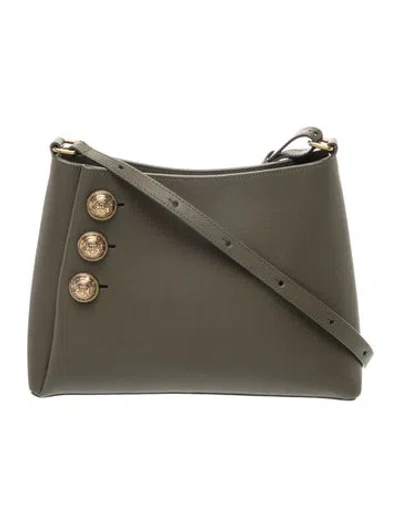 Pre-owned Balmain Leather Shoulder Bag In Green