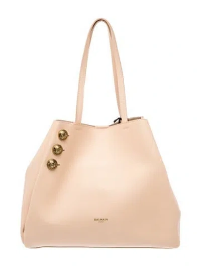 Pre-owned Balmain Leather Shoulder Bag In Neutral