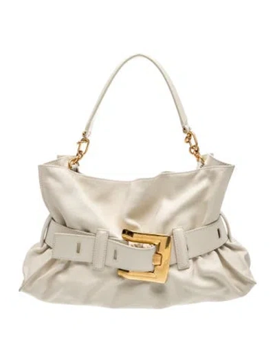 Pre-owned Balmain Leather Shoulder Bag In Neutrals