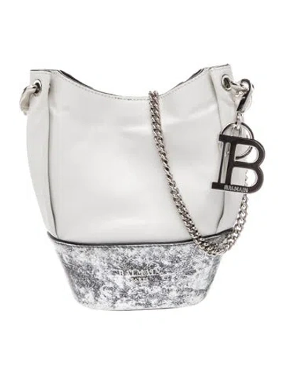 Pre-owned Balmain Leather Shoulder Bag In White