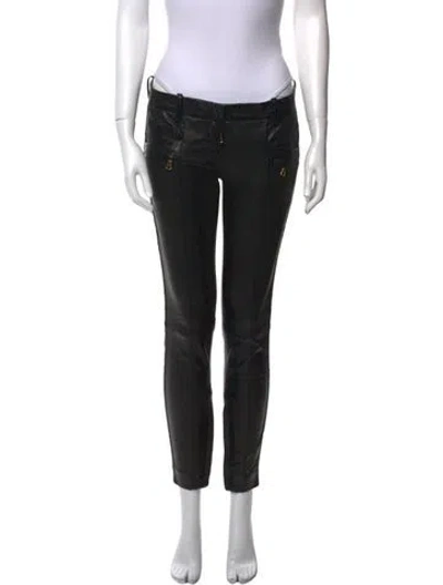 Pre-owned Balmain Leather Skinny Leg Pants In Black