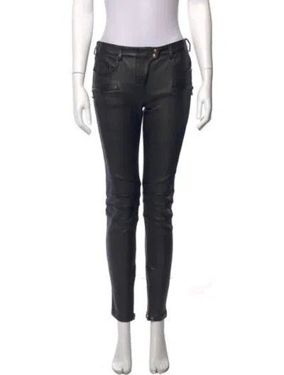 Pre-owned Balmain Leather Skinny Leg Pants In Black